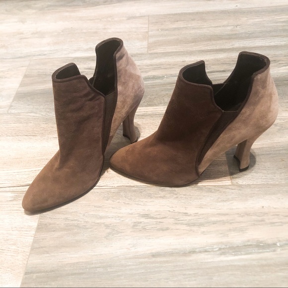 Stuart Weitzman Shoes - Stuart Weitzman Spliced Suede Ankle Heel Boot Sz 9
